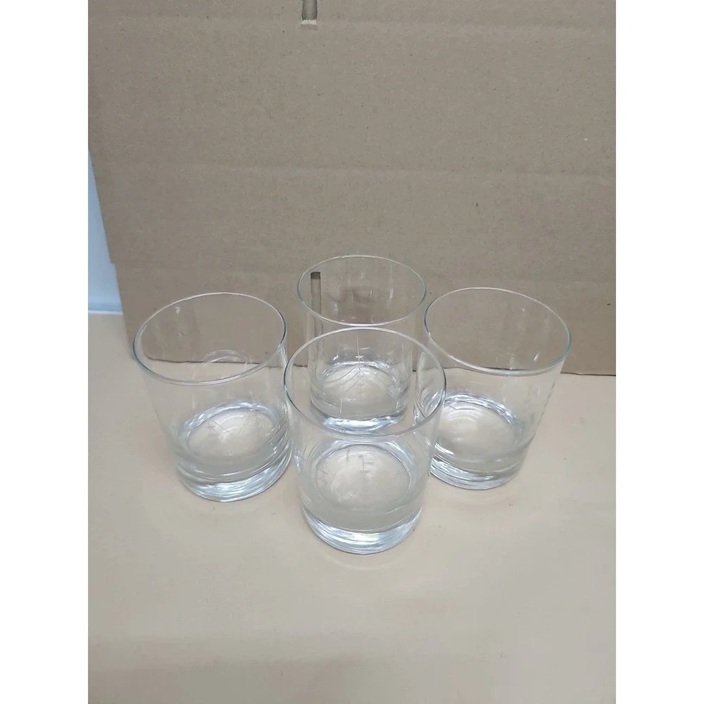 Javit Etched Crystal Clipper Ship Double Old Fashion‎ Set Sail With Set Of 4